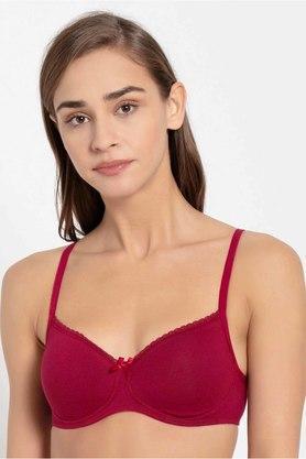 non-wired fixed straps lightly padded womens every day bra - cranberry