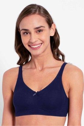 non-wired fixed straps non padded womens every day bra - navy