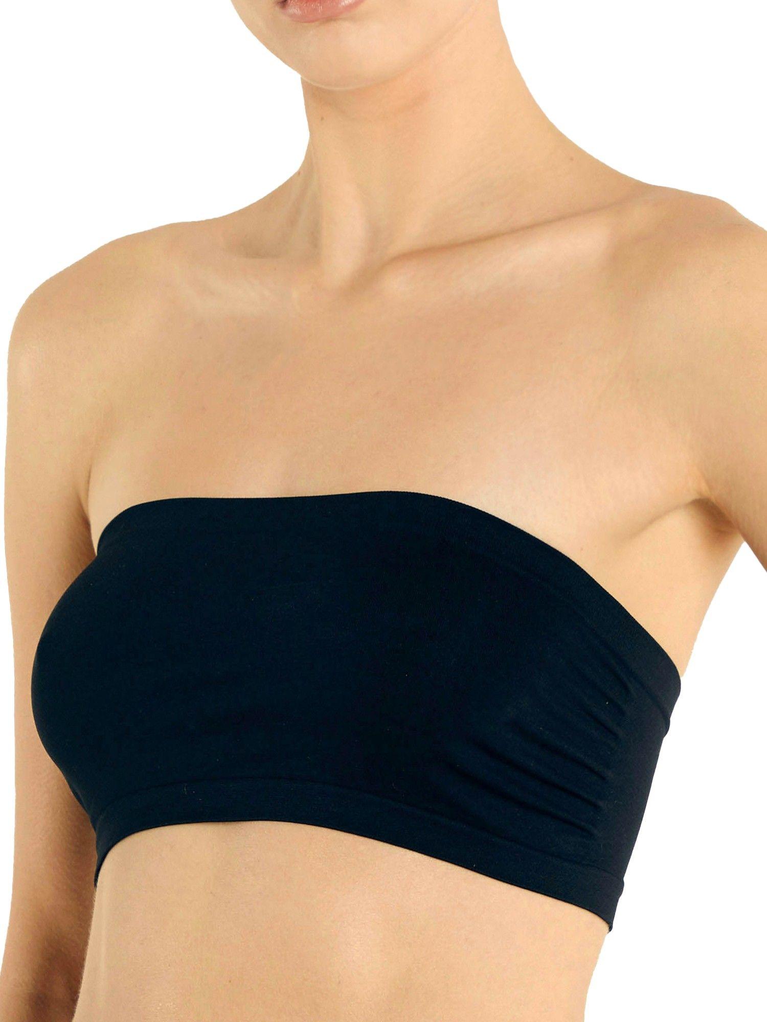 non-wired non-padded active bandeau tube bra black