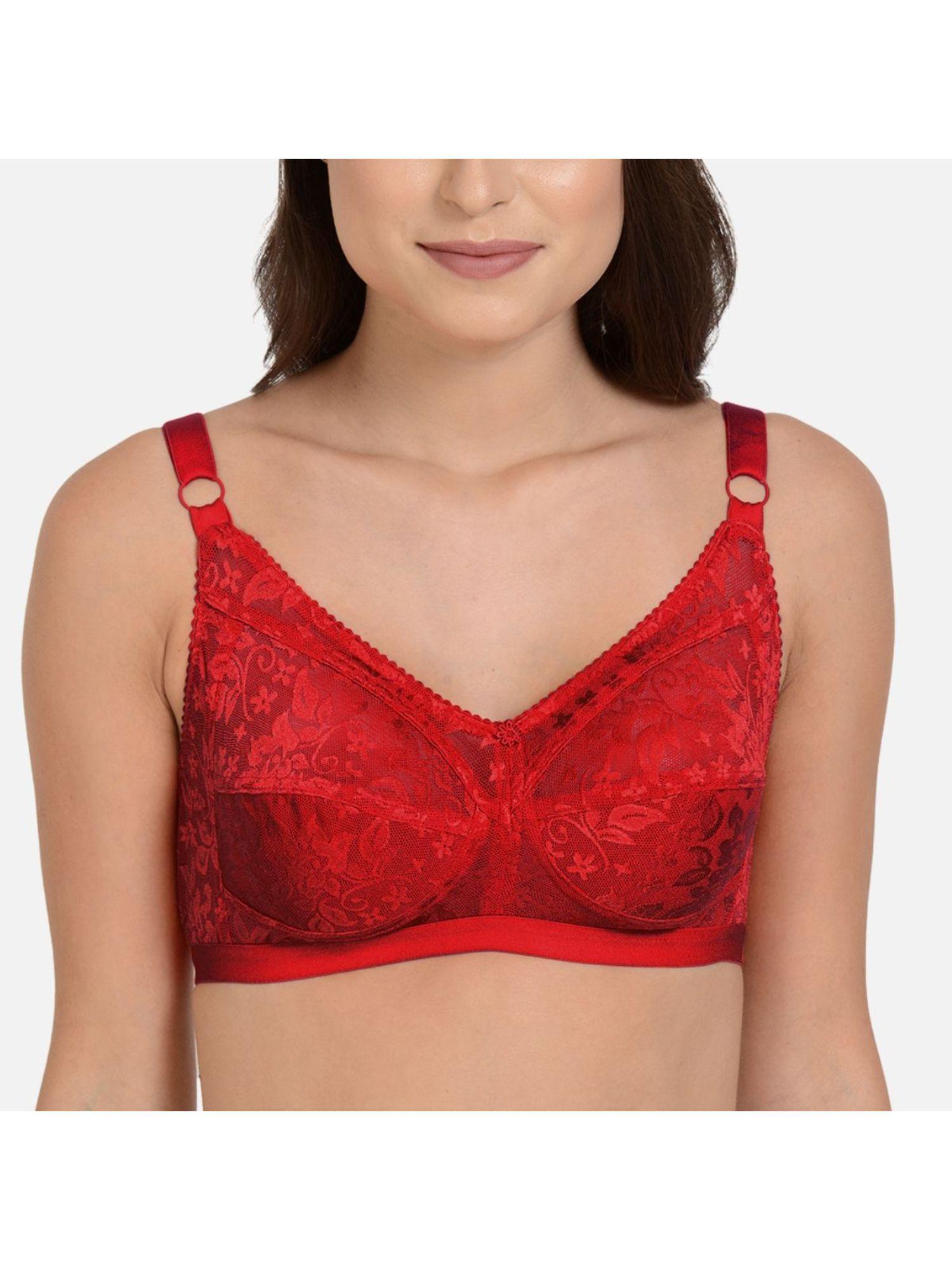 non-wired non padded net minimizer bra - maroon