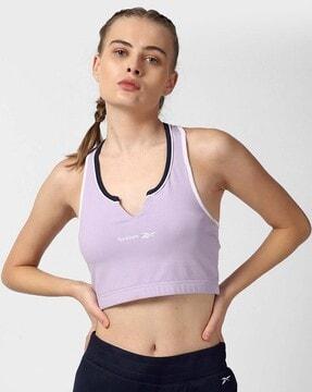 non-wired non-padded sports bra with logo print