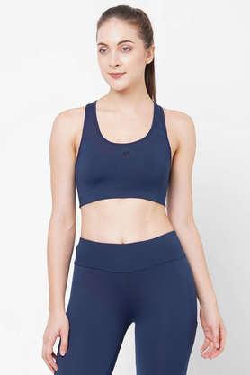 non-wired racerback medium padded women's sports bra - navy