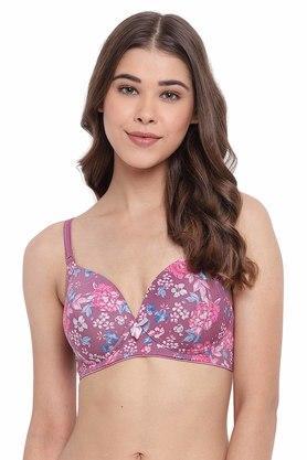 non-wired racerback strap lightly padded women's t-shirt bra - plum