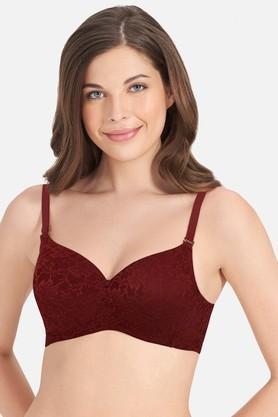 non-wired regular strap padded women's t-shirt bra - muted wine