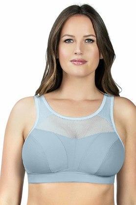 non-wired regular straps non padded womens sports bra - blue