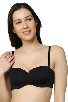 non-wired removable strap medium padded women's bra - black