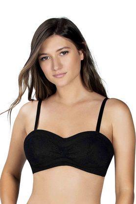 non wired removable straps non padded womens bralette - black