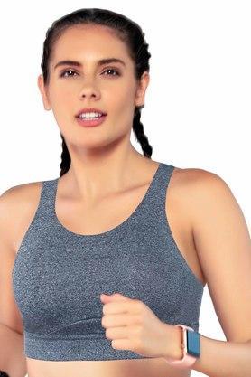 non-wired strapless lightly padded womens sports bra - grey melange