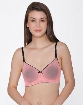 non-wired t-shirt bra with bow accent