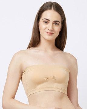 non-wired tube bra with ribbed hem