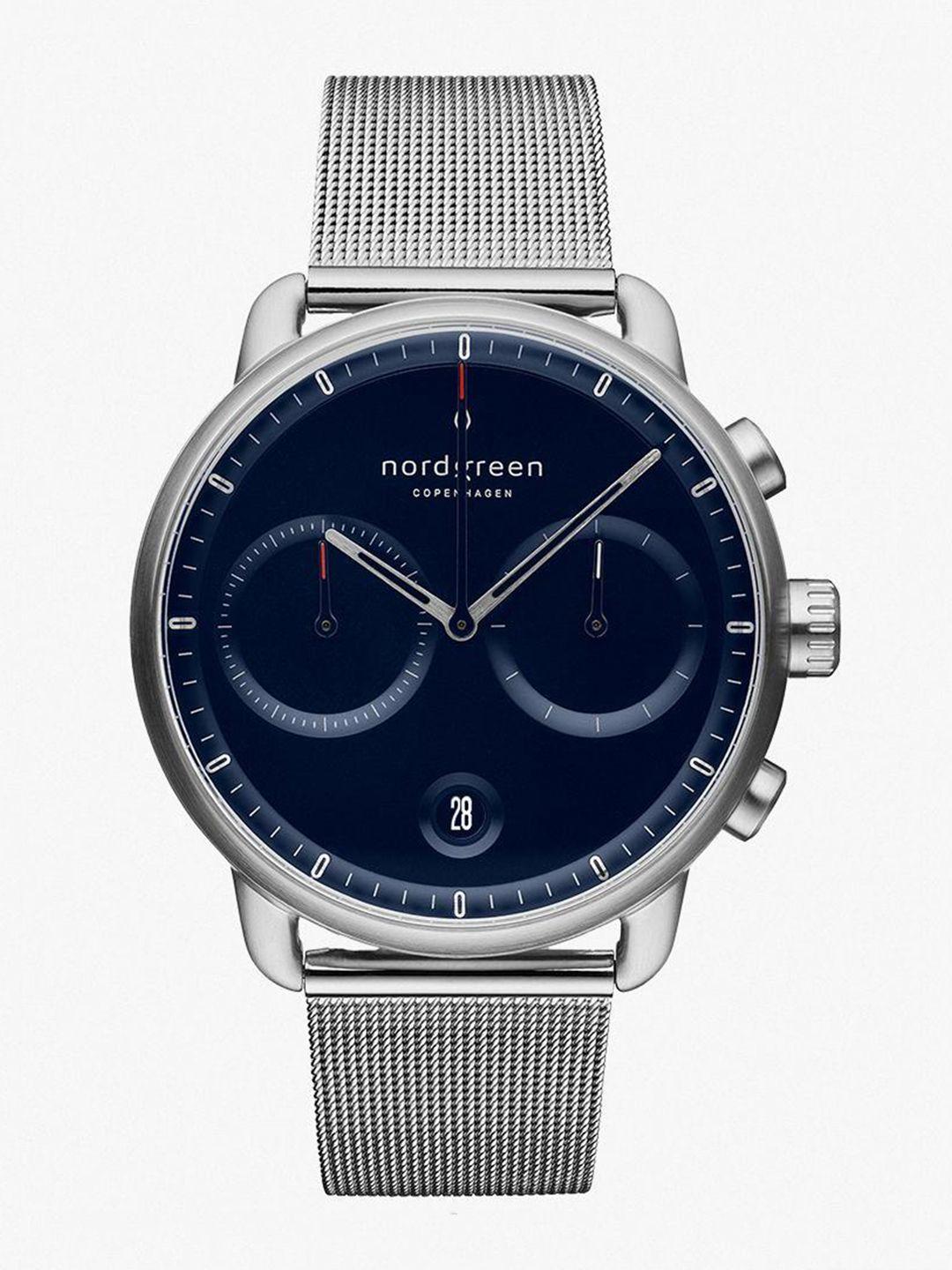 nordgreen men navy blue patterned dial pioneer analogue watch pi42simesina