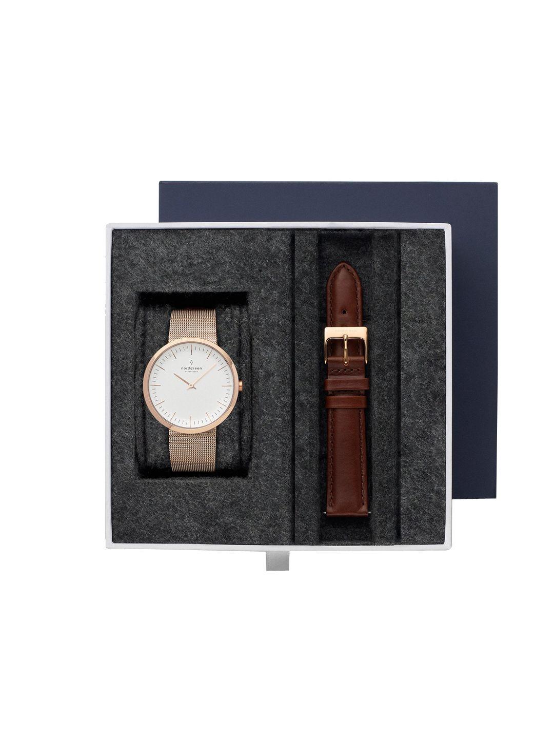 nordgreen women white dial & rose gold toned analogue watch in32rgxxmerolegr