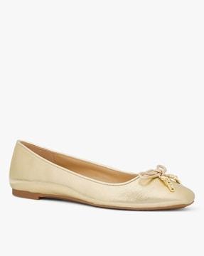 nori metallic leather ballet flat shoes