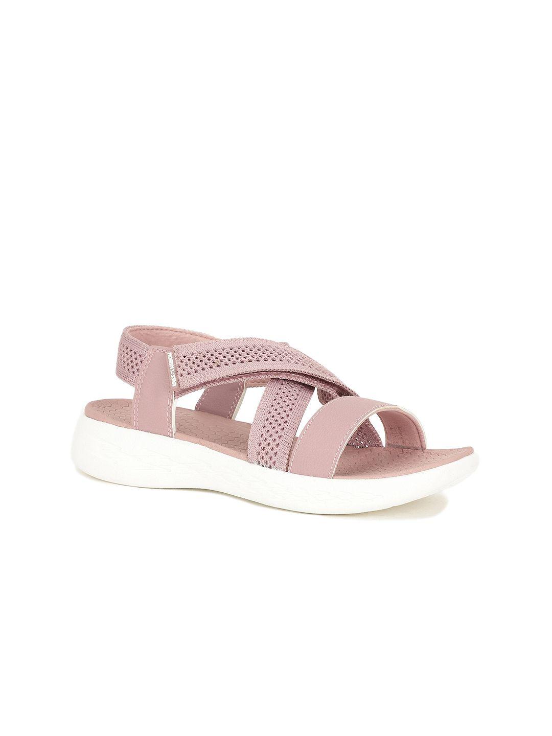 north star women pink open toe back strap flats