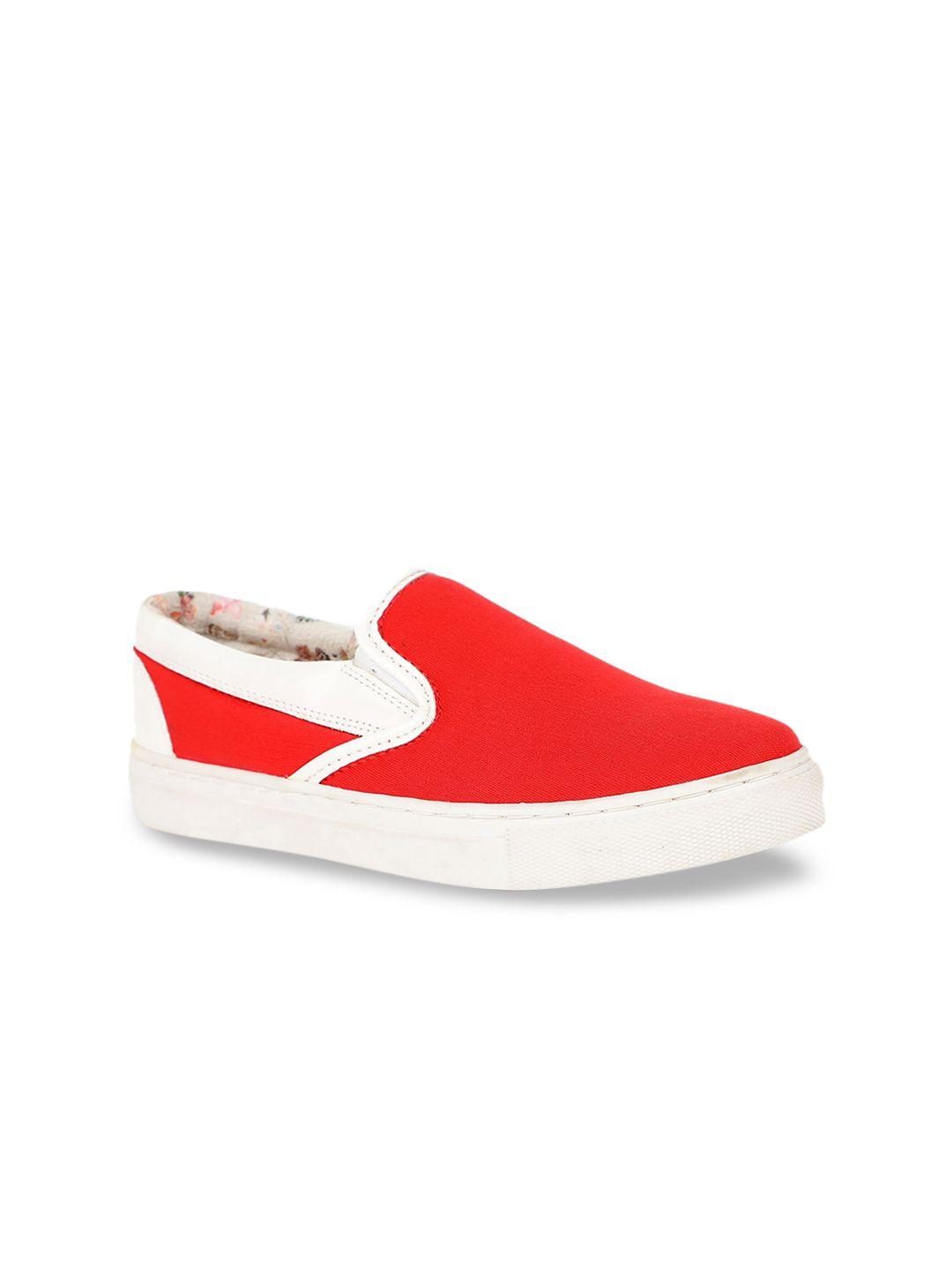 north star women red solid slip-on sneakers