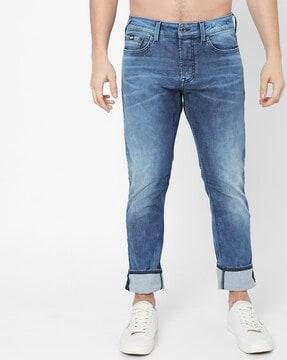 norton mid-rise washed tapered fit jeans