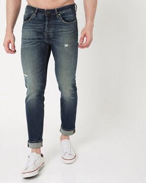 norton washed distressed tapered fit jeans