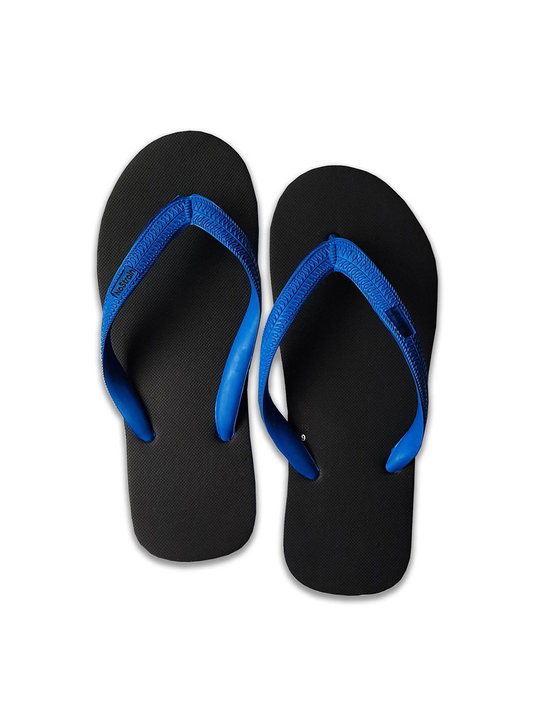 nostrain men black & blue rubber thong flip-flops