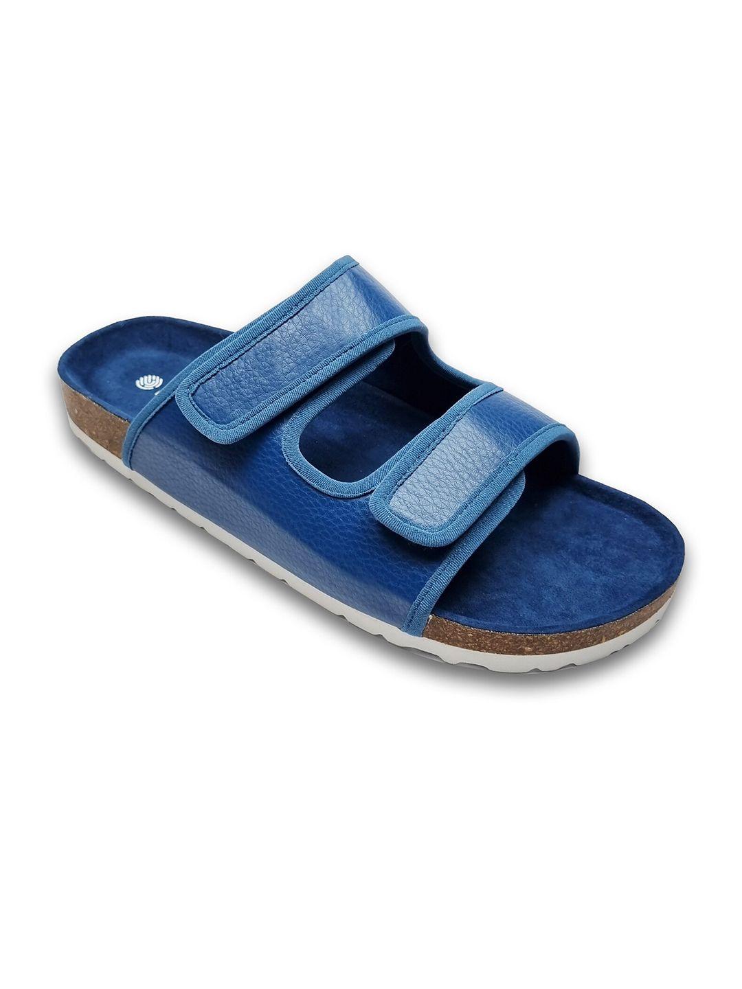 nostrain men navy blue pu comfort sandals