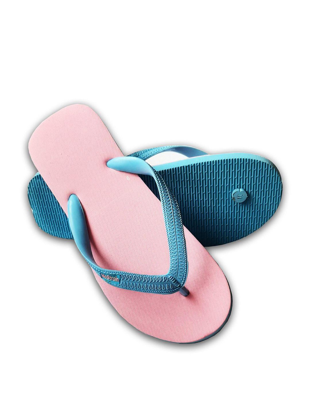 nostrain men pink & blue rubber thong flip-flops