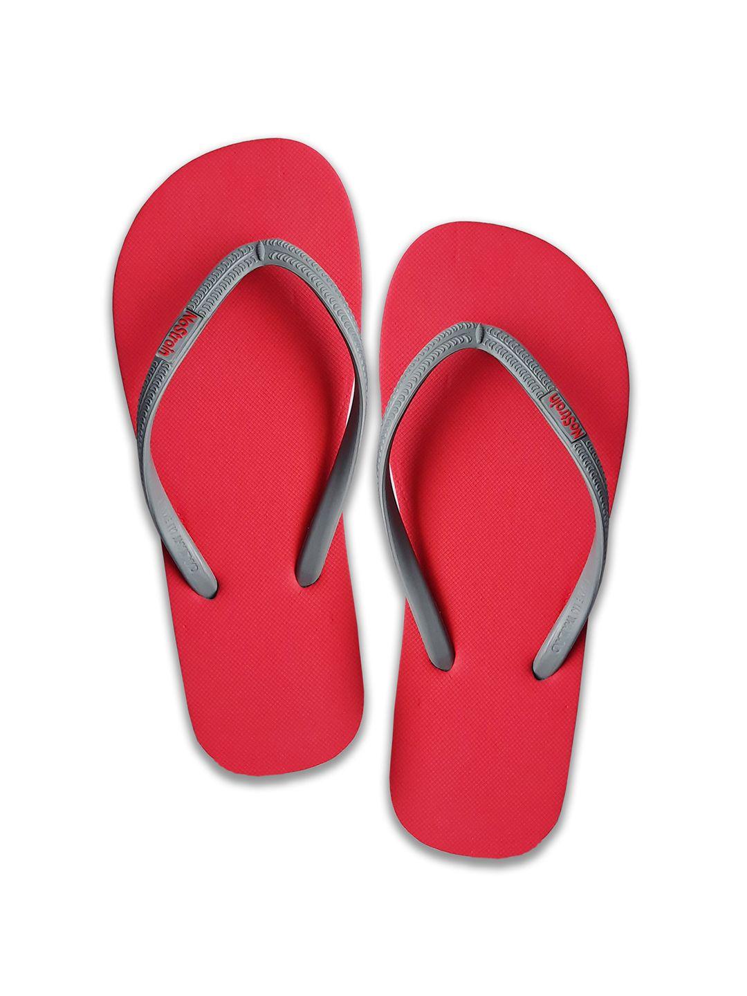 nostrain men red & grey rubber thong flip-flops