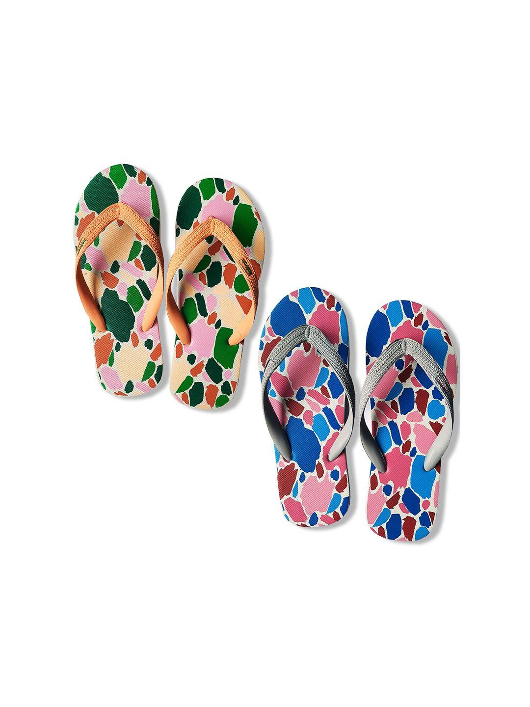 nostrain men set of 2 printed thong flip-flops