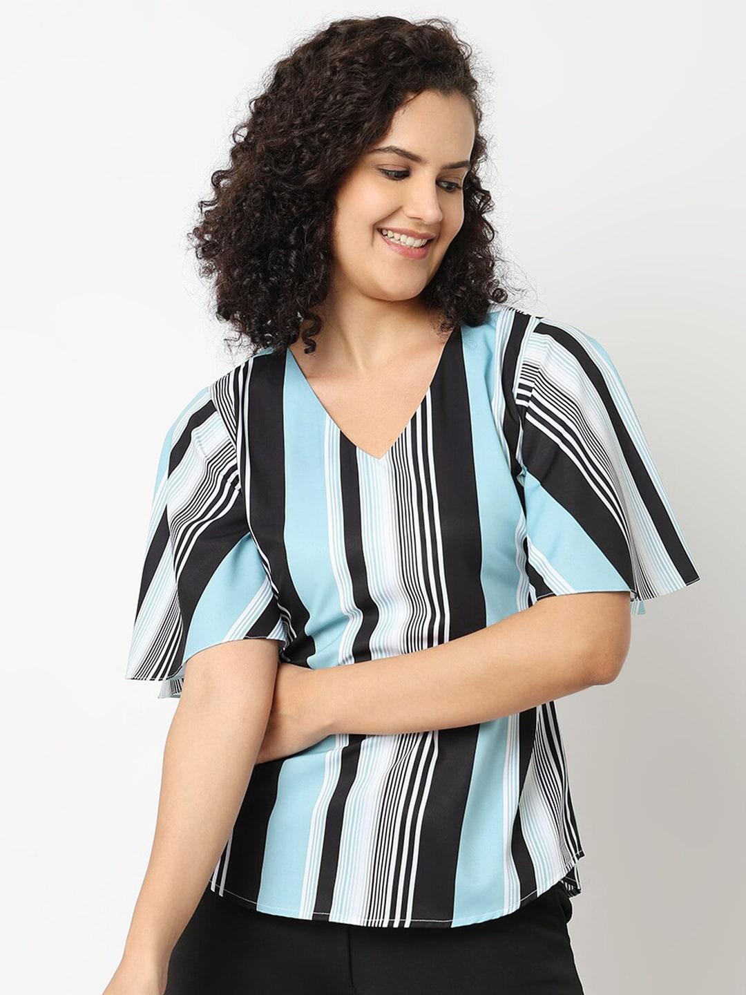 not so pink striped v-neck flared sleeve top