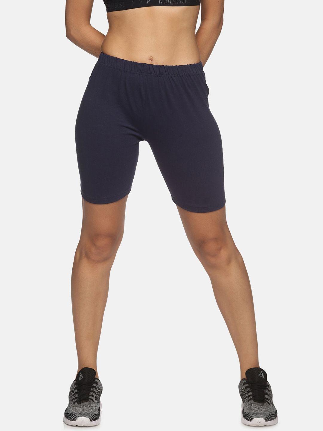 not yet by us women blue slim fit outdoor sports shorts