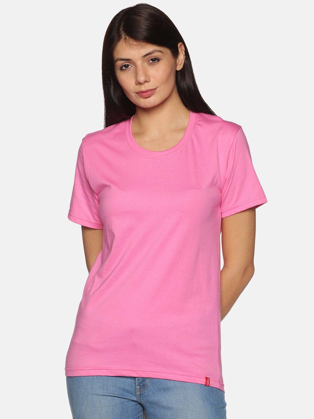 not yet by us women pink drop-shoulder sleeves t-shirt