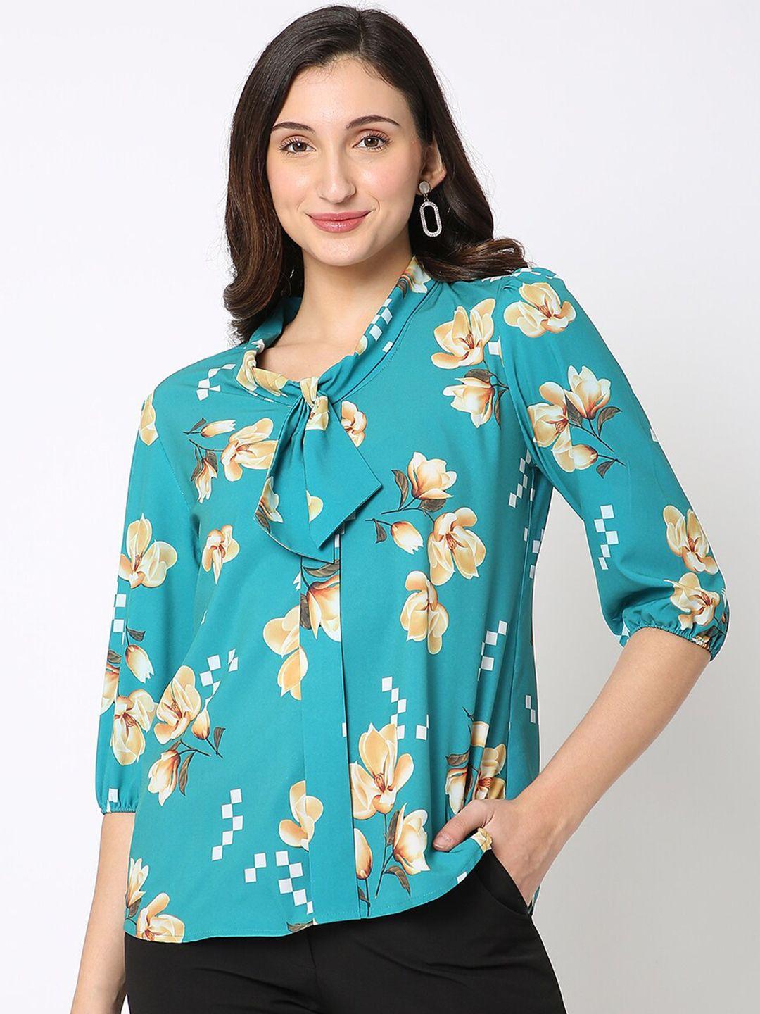 not so pink floral printed tie up neck satin top