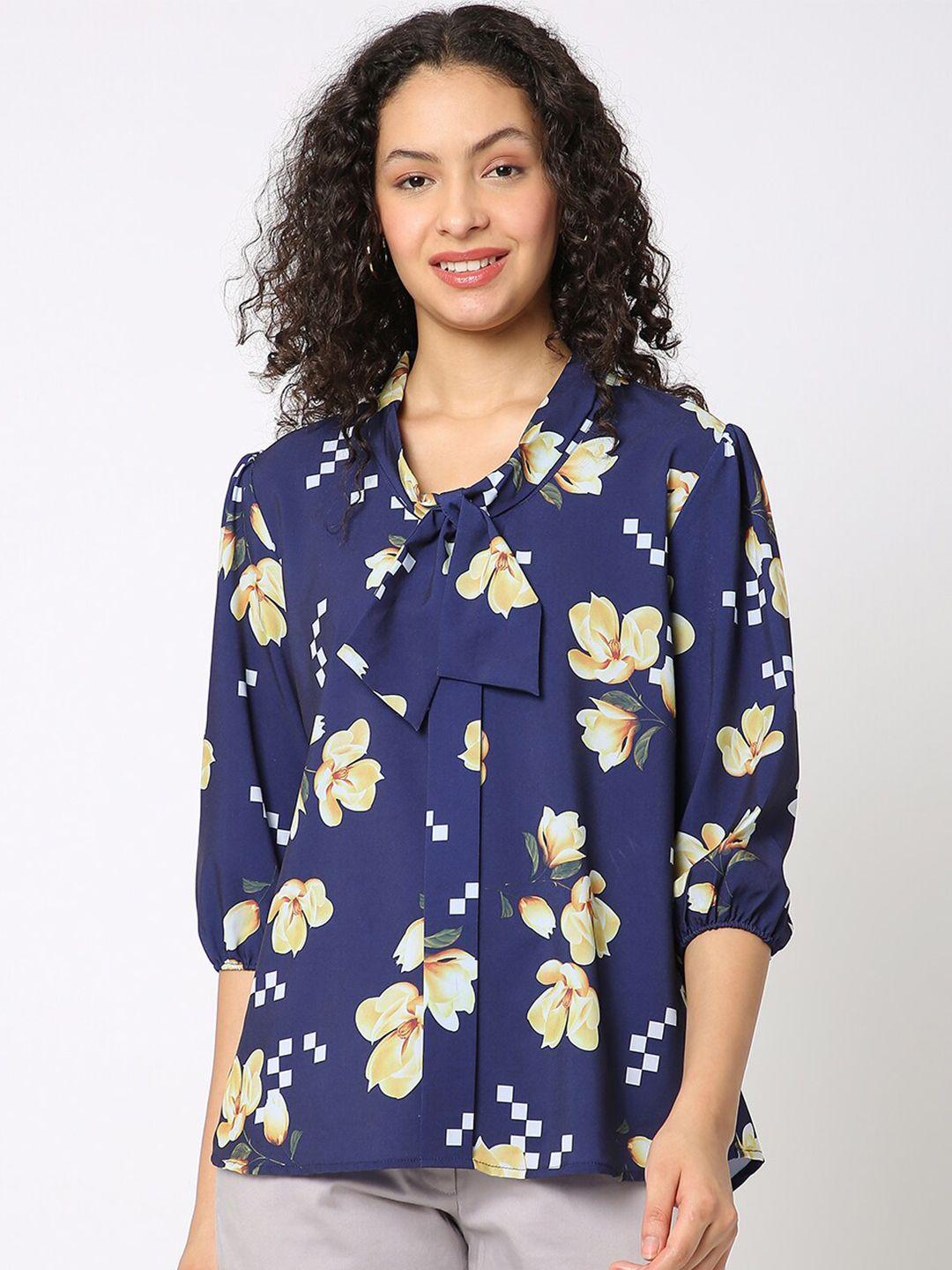 not so pink floral printed tie up neck satin top