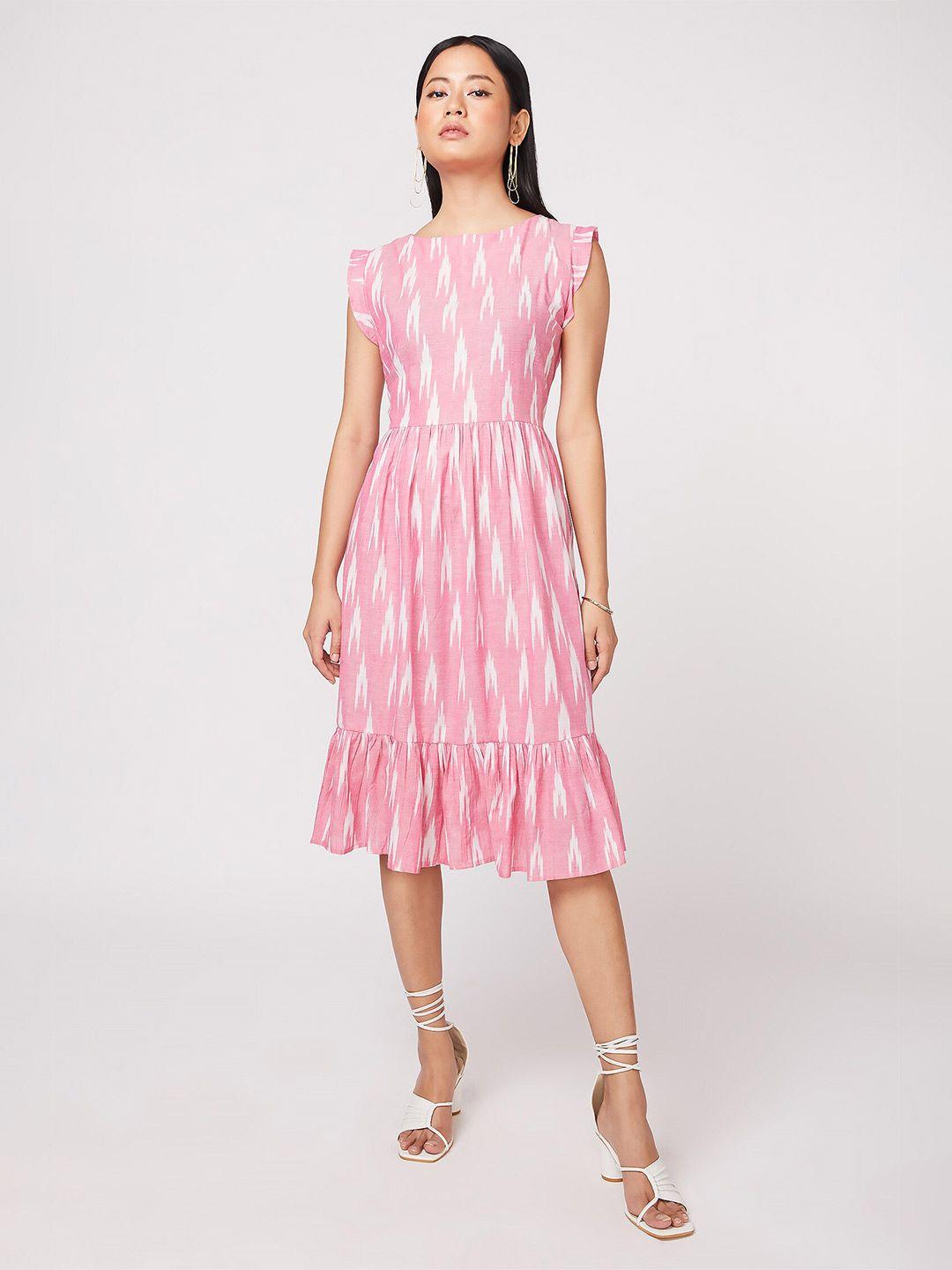 not so pink round neck cotton midi dress