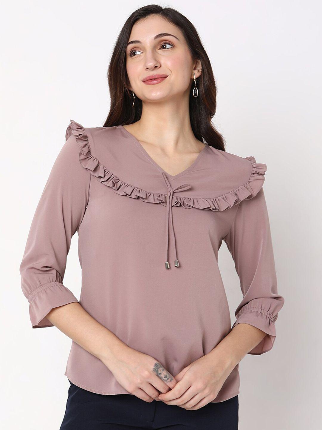 not so pink v-neck ruffles georgette top