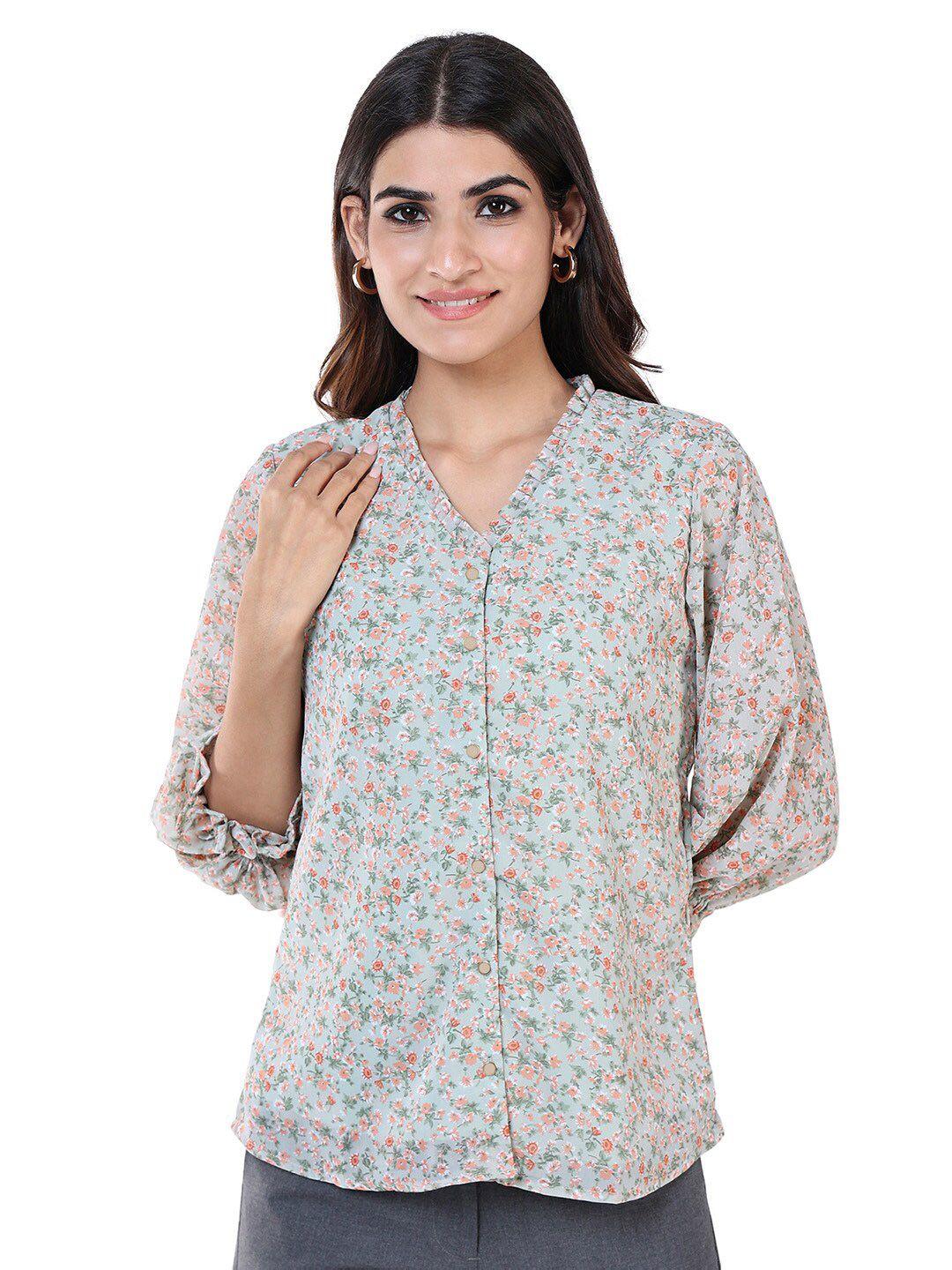 not so pink women green floral printed casual shirt