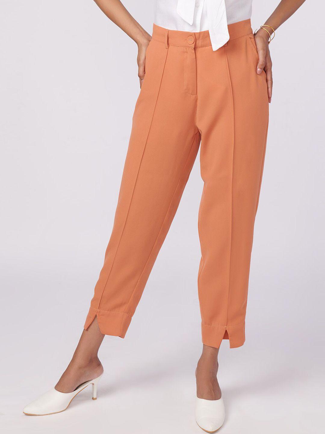 not so pink women peach-coloured trousers