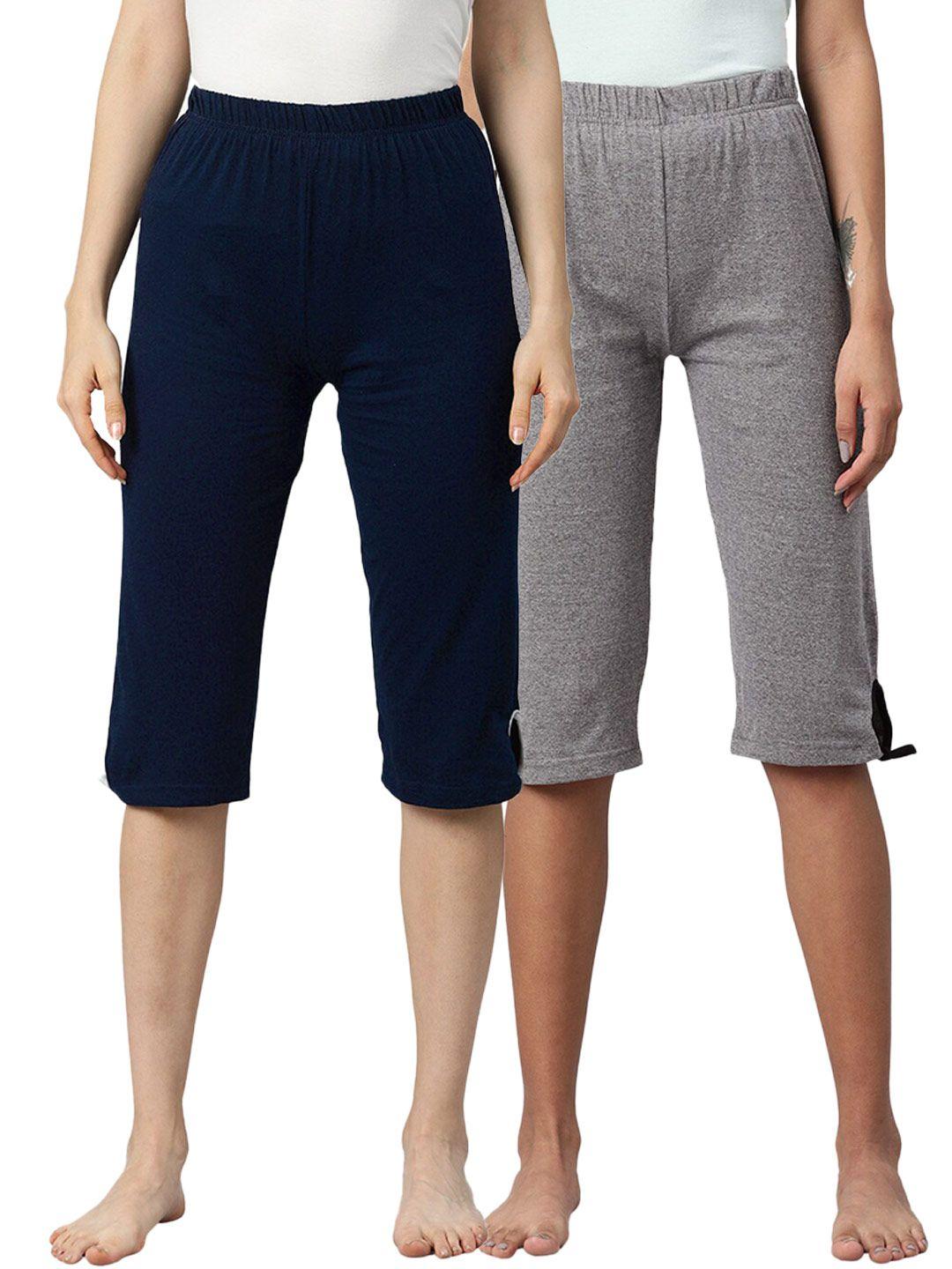 not yet by us set of 2  women grey & black capris