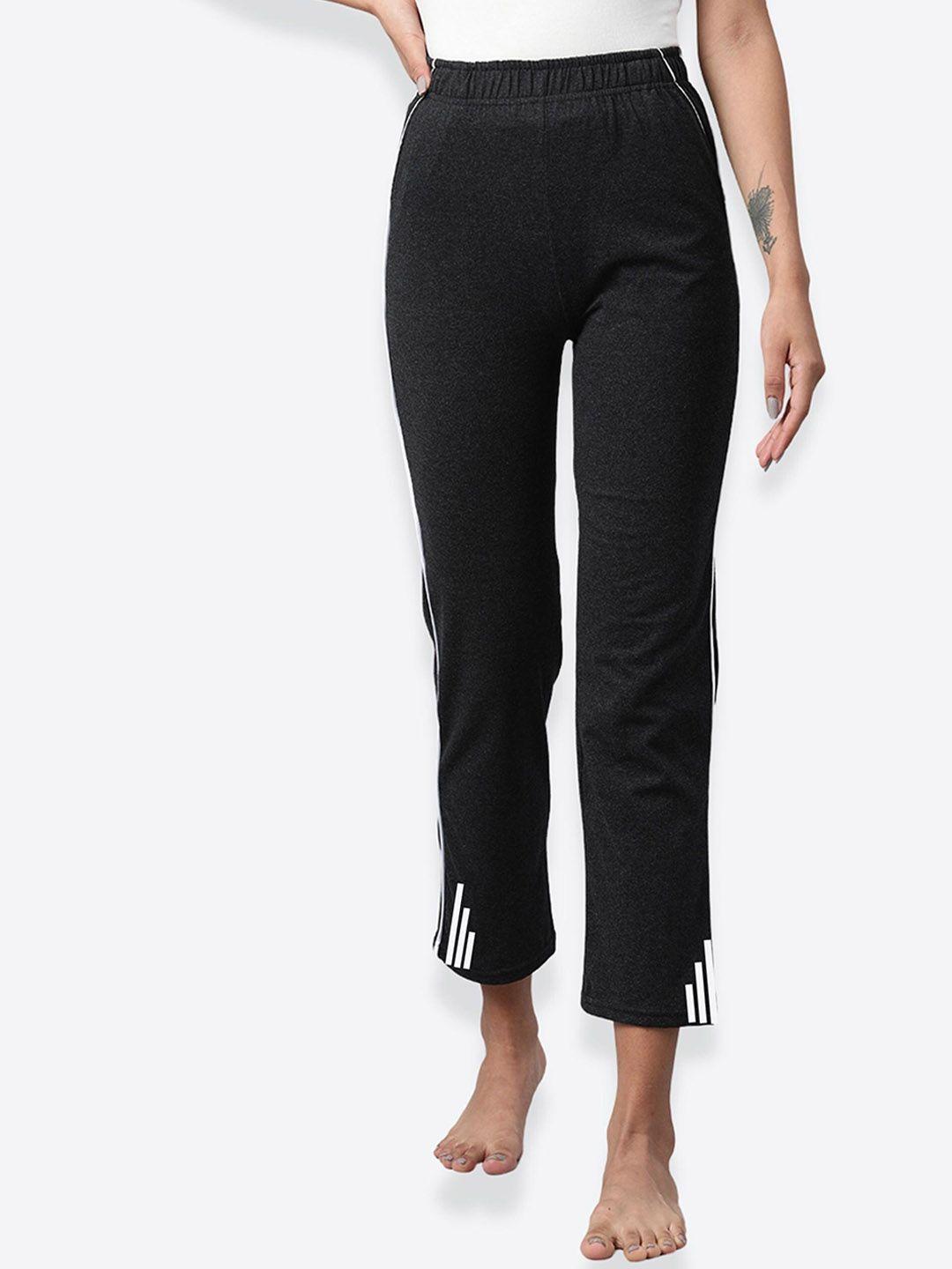 not yet by us women charcoal grey solid cotton lounge pant