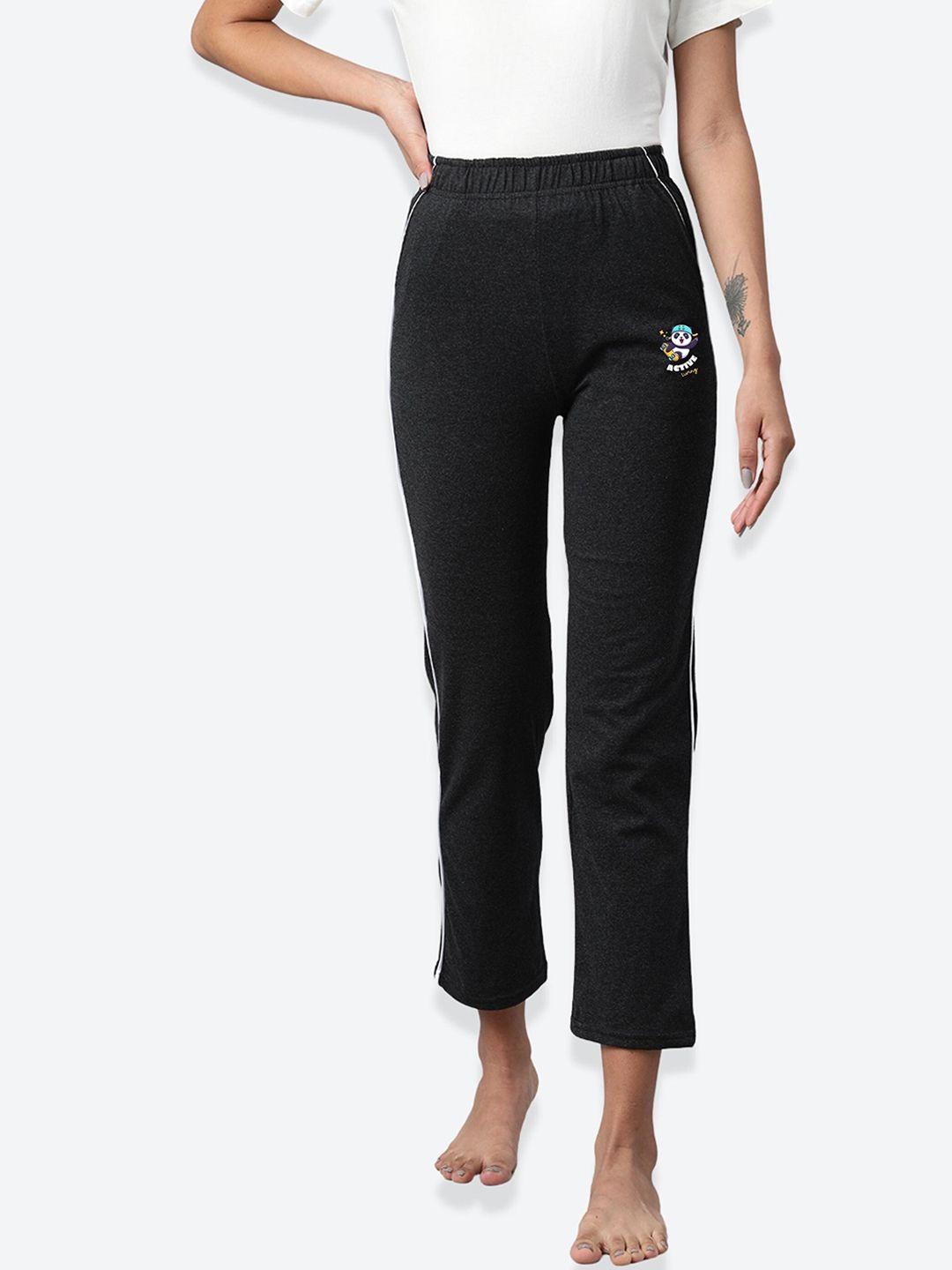 not yet by us women charcoal solid pure cotton lounge pants