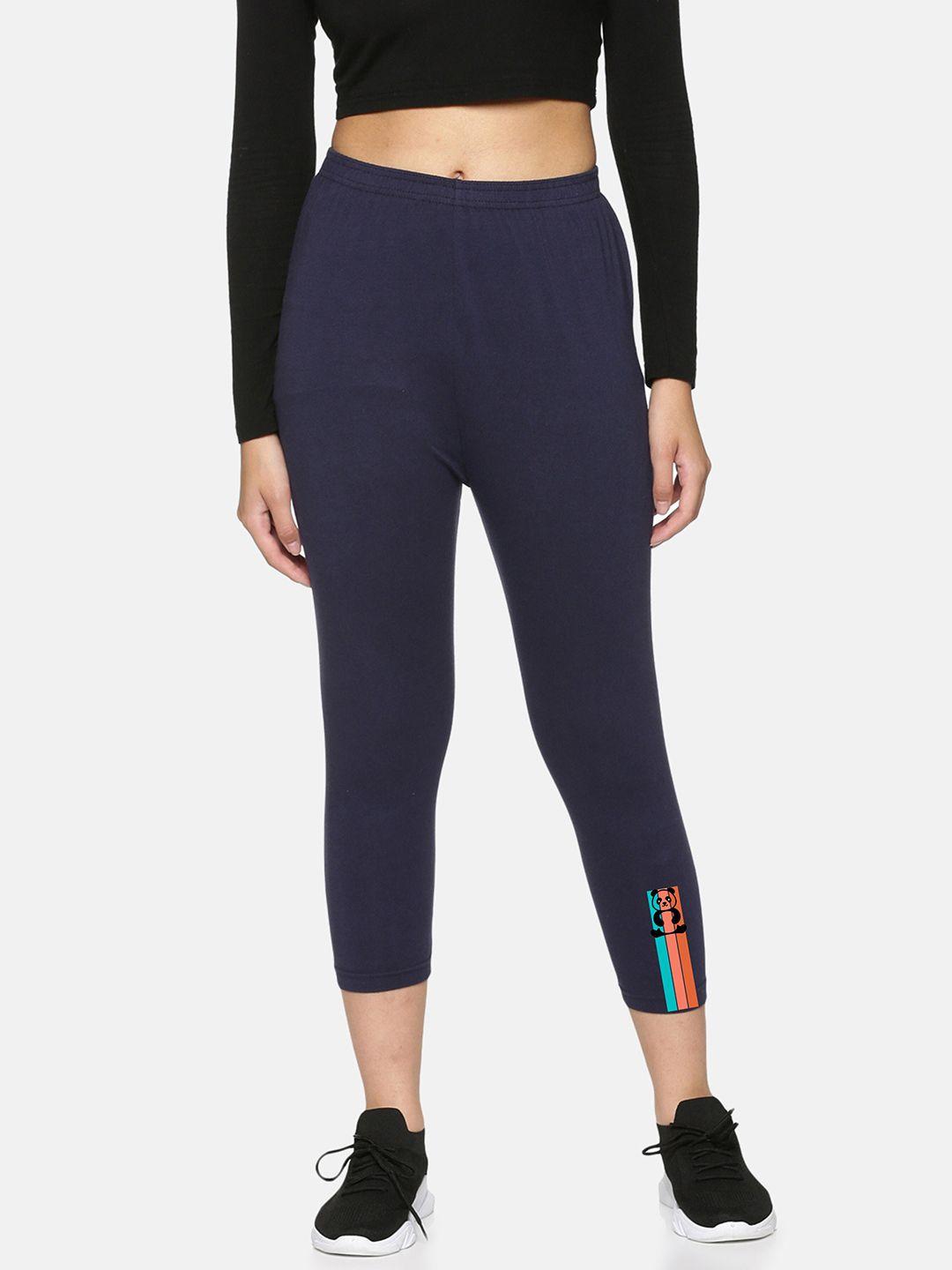 not yet by us women navy blue & red stretchable capris