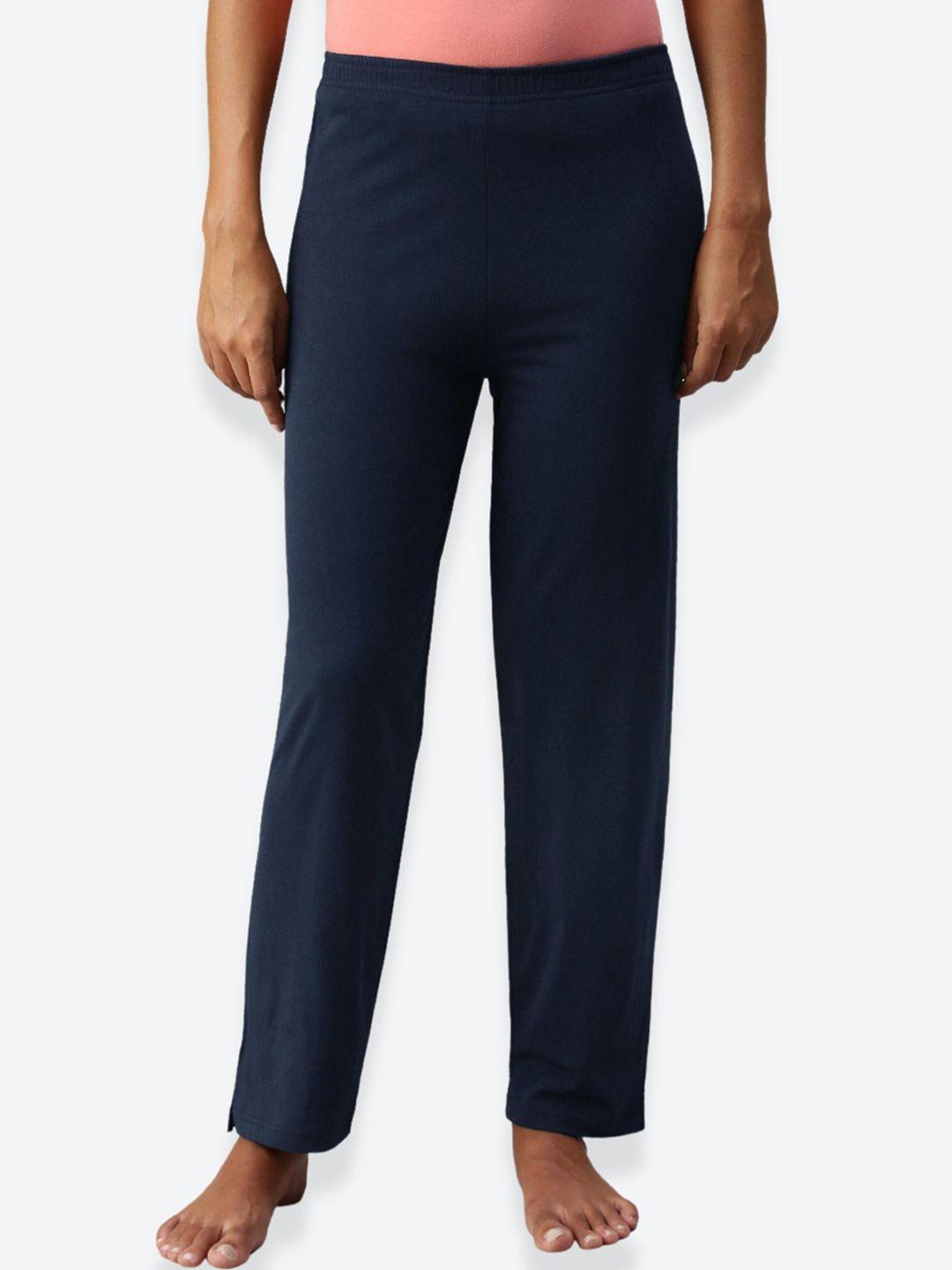 not yet by us women navy blue solid lounge pant