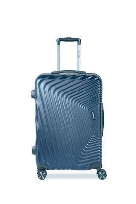 notch polycarbonate (65 cm) navy blue check-in trolley bag with 8 wheels and tsa lock - navy