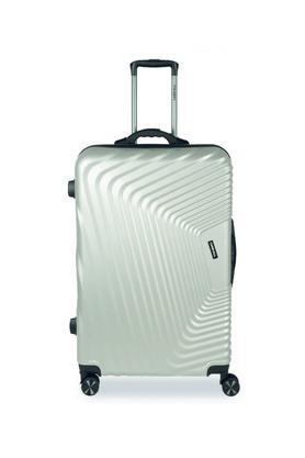 notch polycarbonate (65 cm) silver smart trolley bag with inbuilt weighing scale & tsa lock - silver