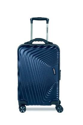 notch polycarbonate(55 cm) navy blue smart trolley bag with inbuilt weighing scale & tsa lock - navy