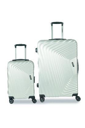 notch set of 2 polycarbonate silver trolley bags(55 cm,75 cm) with 8 wheels and tsa lock - silver