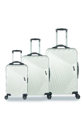 notch set of 3 (55,65,75 cm)silver smart trolley bags with inbuilt weighing scale & tsa lock - silver