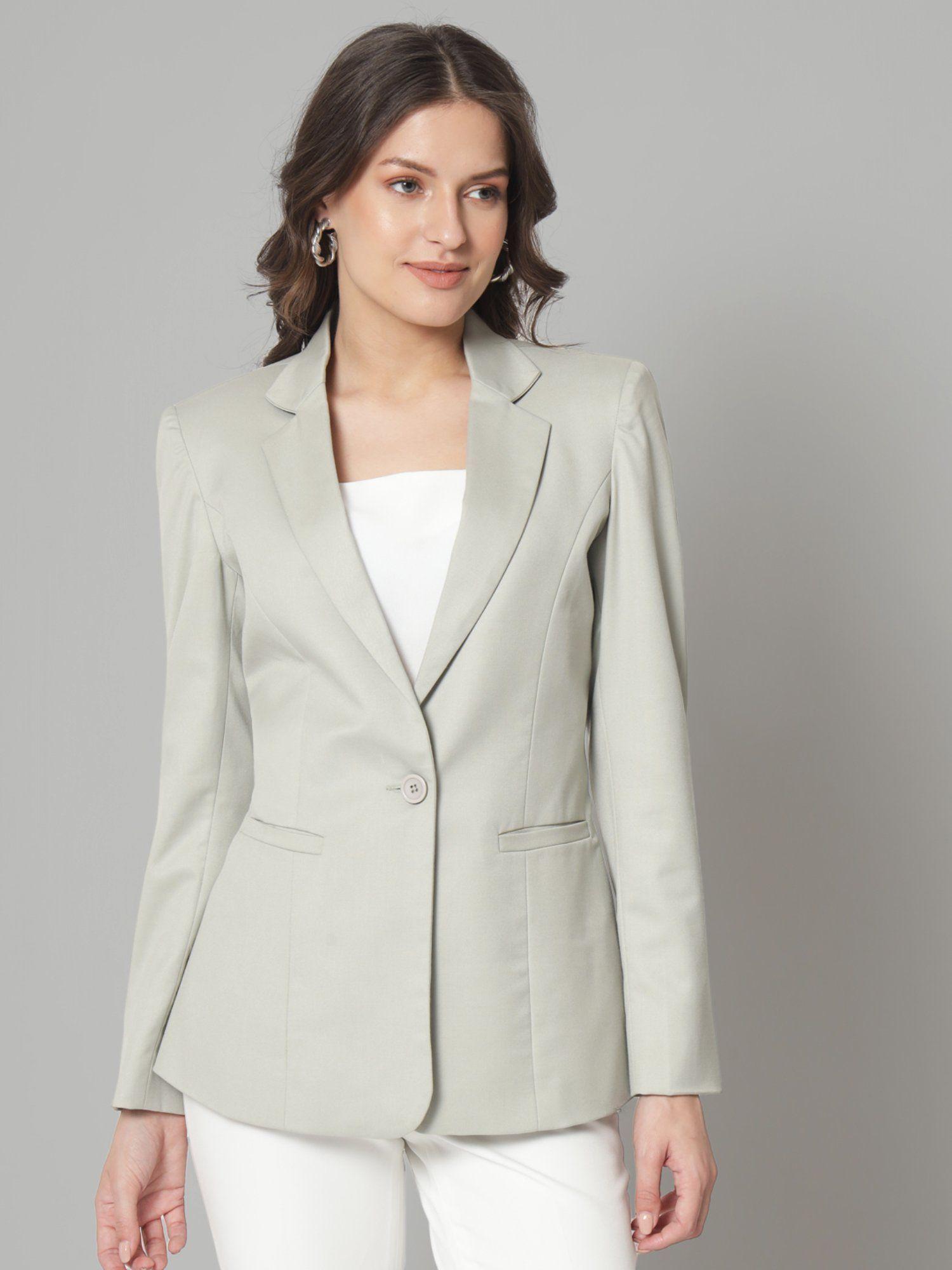 notch collar blazer - sage green