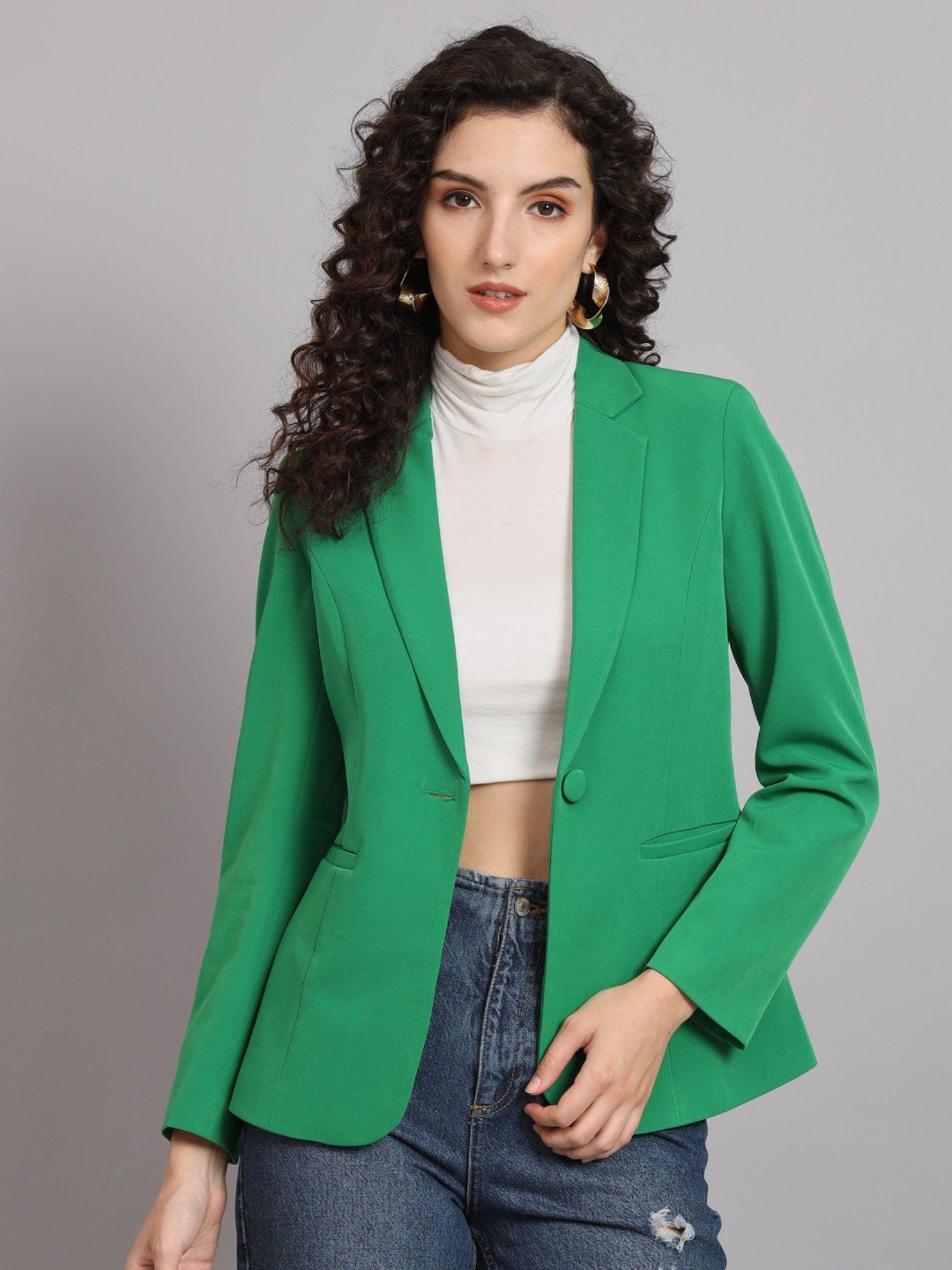 notch collar stretch blazer parrot green