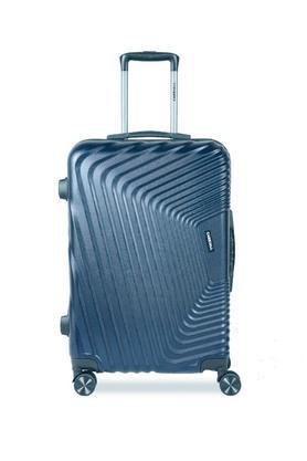 notch polycarbonate (75 cm) navy blue check-in trolley bag with 8 wheels and tsa lock - navy