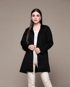 notched-collar open-front peacoat