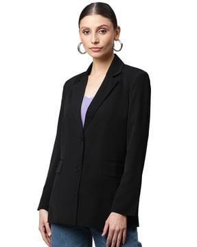 notched-lapel blazer with button closure
